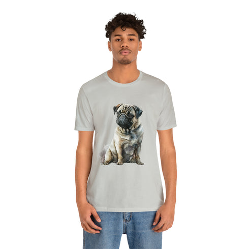 Loving Pug in Watercolor - Short Sleeve Tee